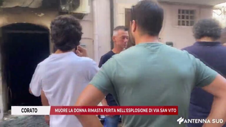 6 AGOSTO 2025 – CORATO, MUORE LA DONNA RIMASTA FERITA NELL’ESPLOSIONE DI VIA SAN VITO