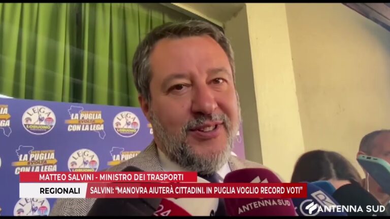 10 NOVEMBRE 2025 – REGIONALI, SALVINI: “MANOVRA AIUTERÀ CITTADINI. IN PUGLIA VOGLIO RECORD VOTI”