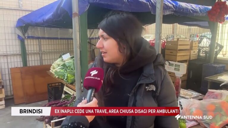 09 DICEMBRE 2025   BRINDISI    EX INAPLI CEDE UNA TRAVE, AREA CHIUSA DISAGI PER AMBULANTI