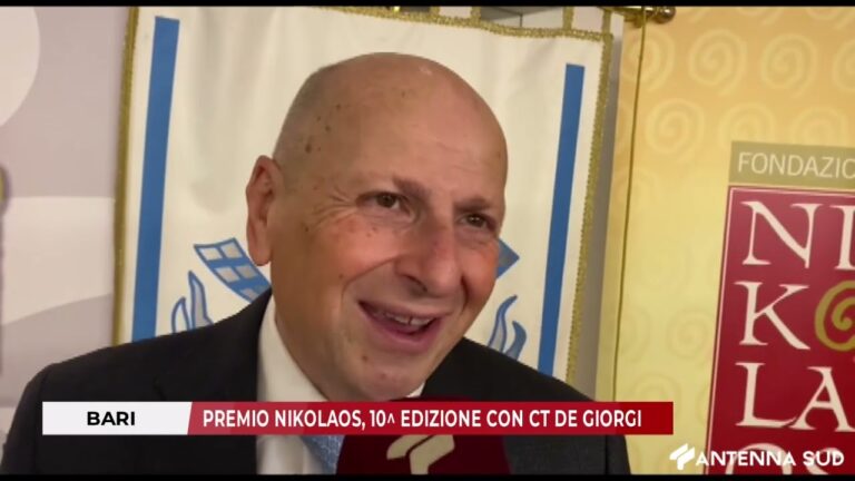 13 DICEMBRE 2025 – BARI: PREMIO NIKOLAOS, 10^ EDIZIONE CON CT DE GIORGI