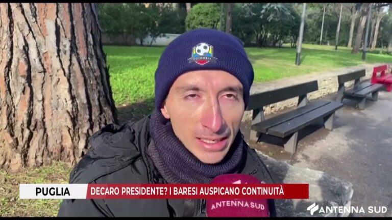 8 GENNAIO 2026 – PUGLIA, DECARO PRESIDENTE? I BARESI AUSPICANO CONTINUITÀ