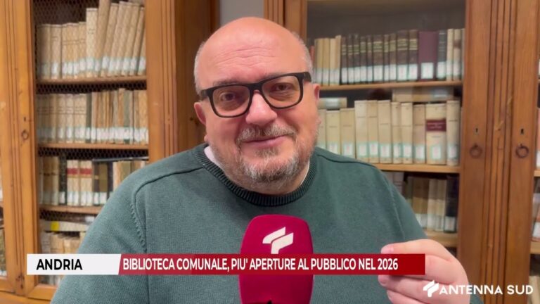 8 GENNAIO 2026 – ANDRIA: BIBLIOTECA COMUNALE, PIU’ APERTURE AL PUBBLICO NEL 2026