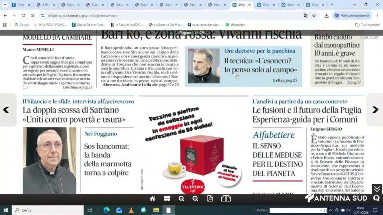 RASSEGNA STAMPA DEL 11 GENNAIO 2026