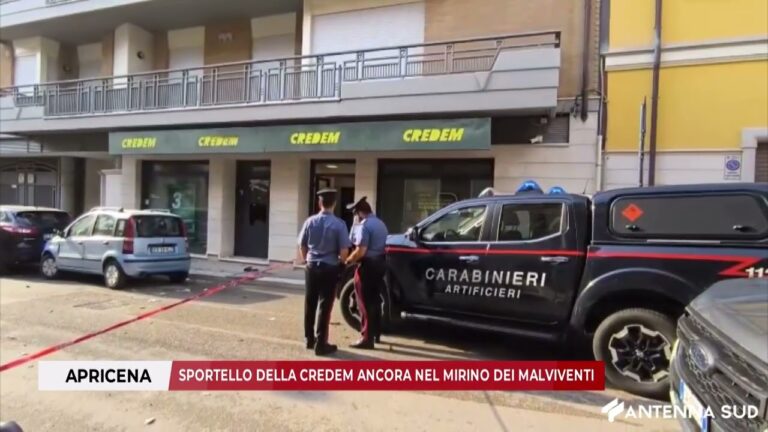 14 GENNAIO 2026 – APRICENA, SPORTELLO DELLA CREDEM ANCORA NEL MIRINO DEI MALVIVENTI