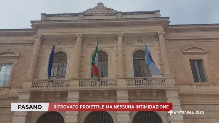 18 GENNAIO 2026 – FASANO (BR) – RITROVATO PROIETTILE MA NESSUNA INTIMIDAZIONE
