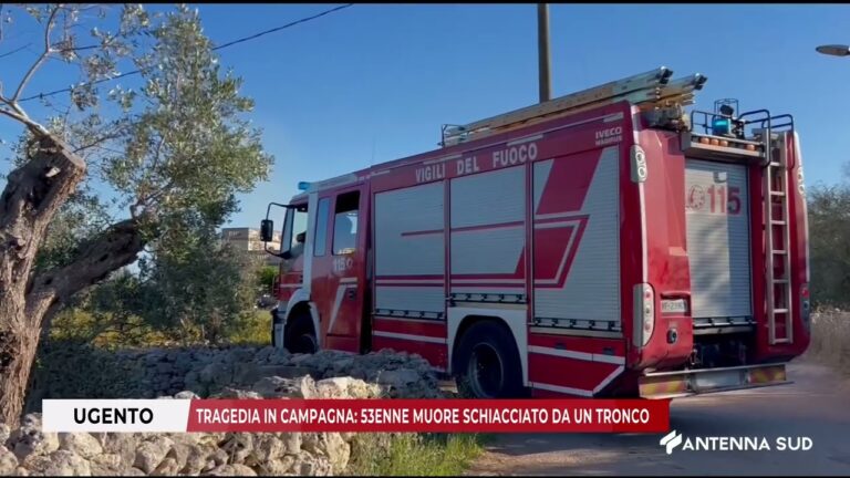 23 GENNAIO 2026   UGENTO   TRAGEDIA IN CAMPAGNA   53ENNE MUORE SCHIACCIATO DA UN TRONCO