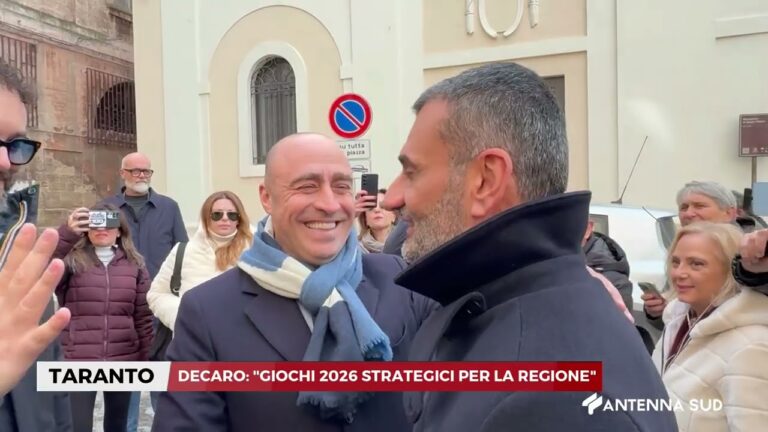 27 GENNAIO 2026   TARANTO DECARO, “GIOCHI 2026 STRATEGICI PER LA REGIONE”