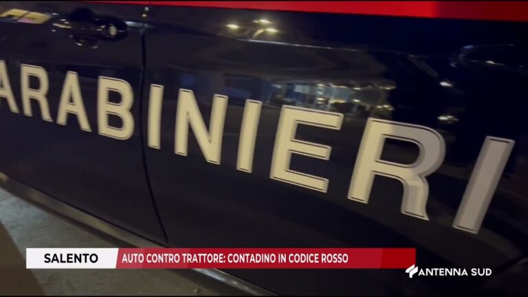 26 GENNAIO 2026   SALENTO   AUTO CONTRO TRATTORE CONTADINO IN CODICE ROSSO