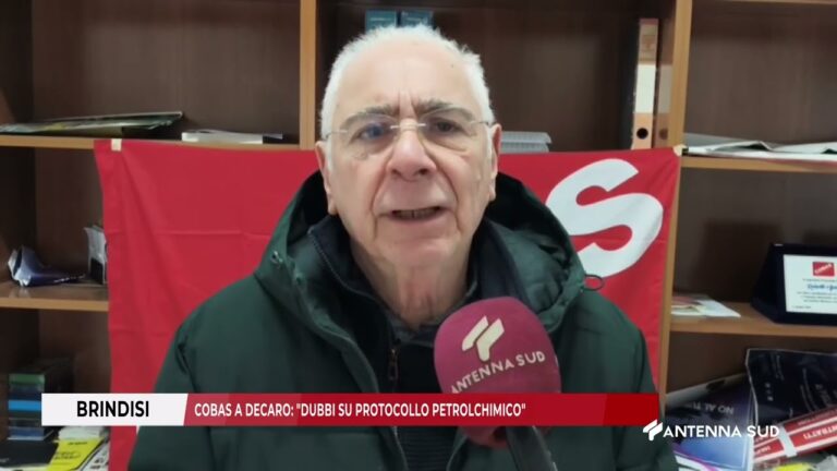 03 FEBBRAIO 2026 BRINDISI COBAS A DECARO DUBBI SU PROTOCOLLO PETROLCHIMICO