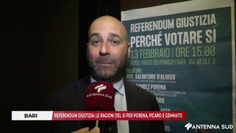 14 FEBBRAIO 2026 – BARI: REFERENDUM GIUSTIZIA, LE RAGIONI DEL SI PER PORENA, PICARO E GEMMATO