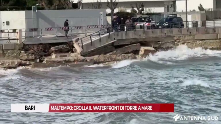 17 FEBBRAIO 2026 –  BARI, MALTEMPO: CROLLA WATERFRONT DI TORRE A MARE