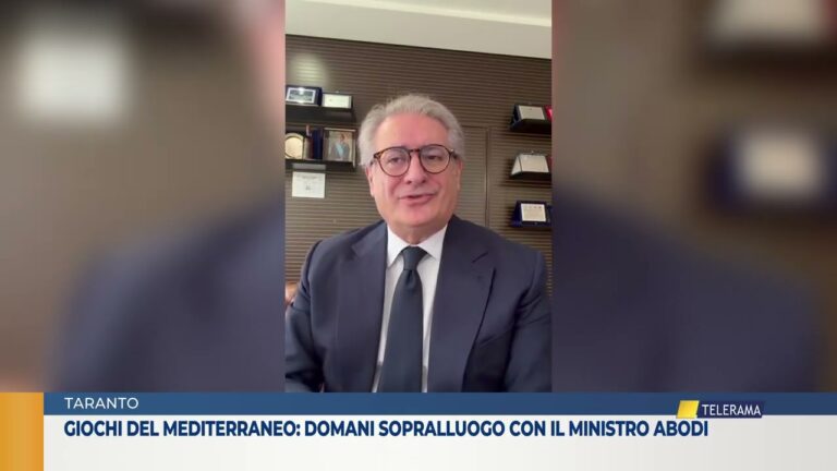 Taranto, Giochi del Mediterraneo: domani sopralluogo con il ministro Abodi