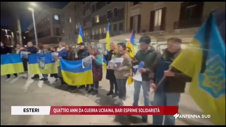 25 FEBBRAIO 2026   ESTERI   QUATTRO ANNI DA GUERRA UCRAINA, BARI ESPRIME SOLIDARIETÀ