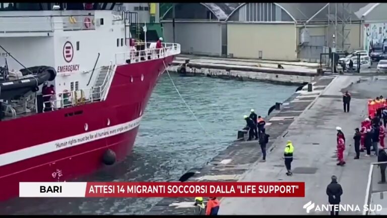 1 MARZO 2026 – BARI, ATTESI 14 MIGRANTI SOCCORSI DALLA “LIFE SUPPORT”