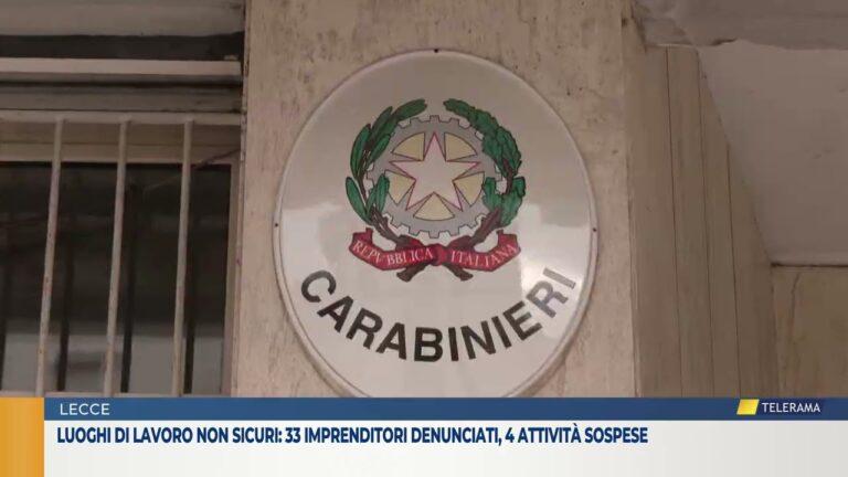 Luoghi di lavoro non sicuri: 33 imprenditori denunciati, 4 attività sospese