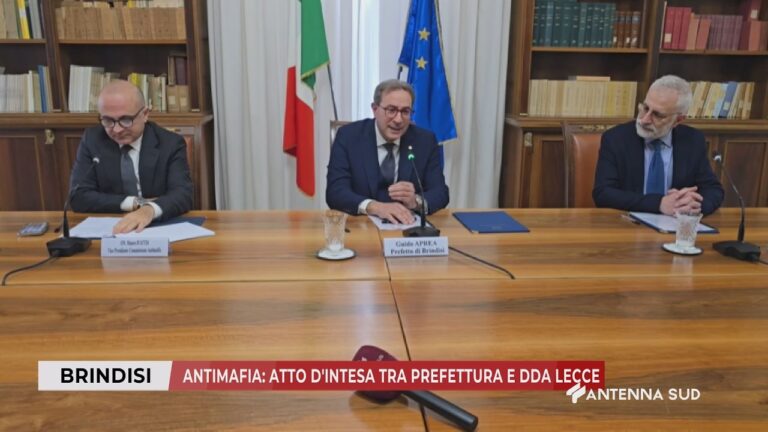 02 MARZO 2026 – BRINDISI – ANTIMAFIA: ATTO D’INTESA TRA PREFETTURA E DDA LECCE