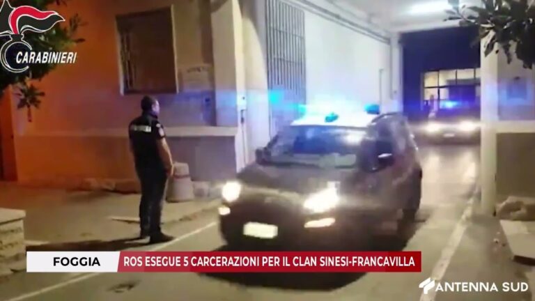 4 MARZO 2026 – FOGGIA, ROS ESEGUE 5 CARCERAZIONI PER IL CLAN SINESI-FRANCAVILLA