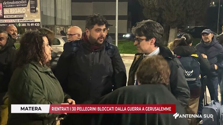 05 MARZO 2026   MATERA    RIENTRATI I 30 PELLEGRINI BLOCCATI DALLA GUERRA A GERUSALEMME