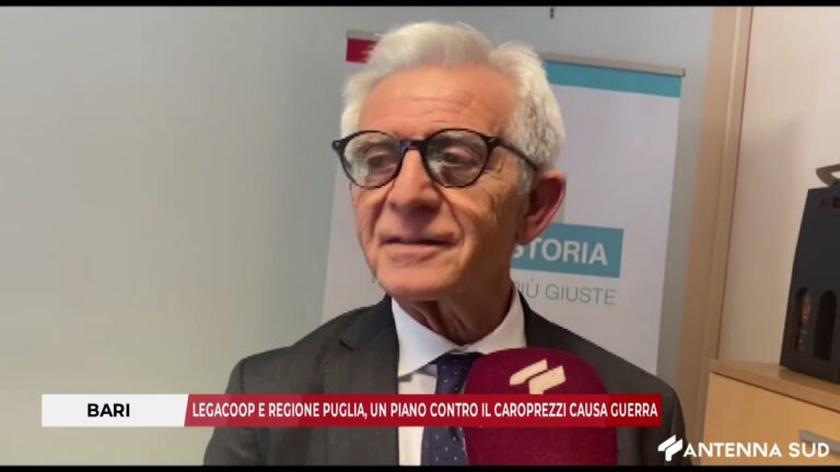 9 MARZO 2026 – BARI: LEGACOOP E REGIONE PUGLIA, UN PIANO CONTRO IL CAROPREZZI CAUSA GUERRA
