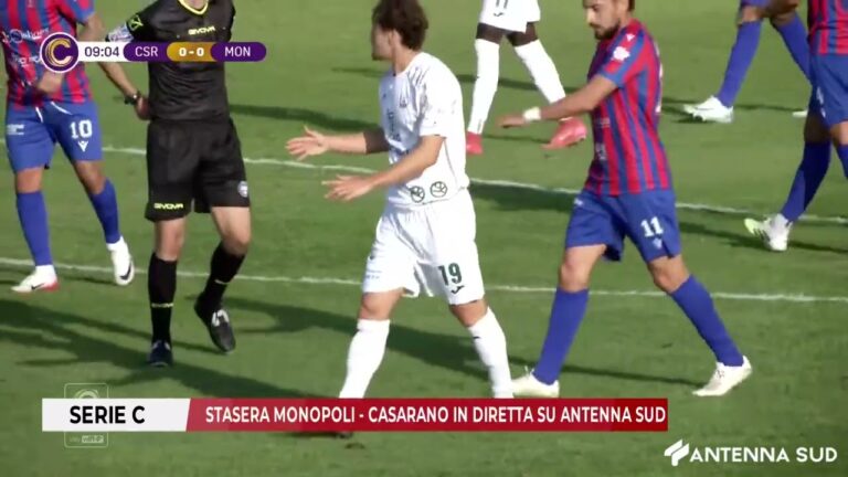9 MARZO 2026 – SERIE C: STASERA MONOPOLI – CASARANO IN DIRETTA SU ANTENNA SUD