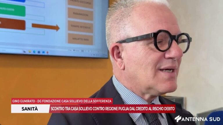 12 MARZO 2026 – SANITÀ SCONTRO TRA CASA SOLLIEVO CONTRO REGIONE PUGLIA DAL CREDITO AL RISCHIO DEBITO