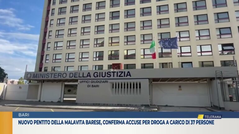 NUOVO PENTITO DELLA MALAVITA BARESE CONFERMA ACCUSE PER DROGA A CARICO DI 37 PERSONE