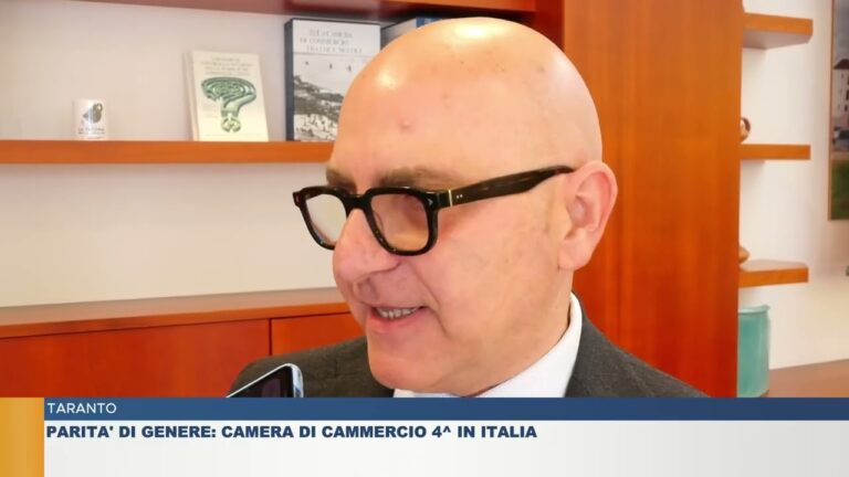 TARANTO.  Parita’ di genere: Camera di Commercio 4^ in Italia
