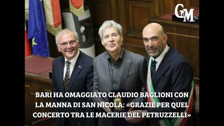 Bari omaggia Claudio Baglioni con la Manna di San Nicola: «Grazie per quel concerto…»