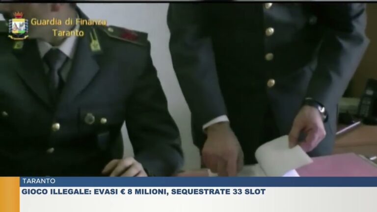 TARANTO.  GIOCO ILLEGALE: EVASI € 8 MILIONI, SEQUESTRATE 33 SLOT