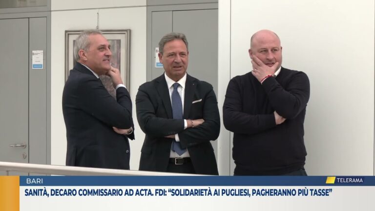 Sanità, Decaro commissario ad acta. FdI: “Solidarietà ai pugliesi, pagheranno più tasse”