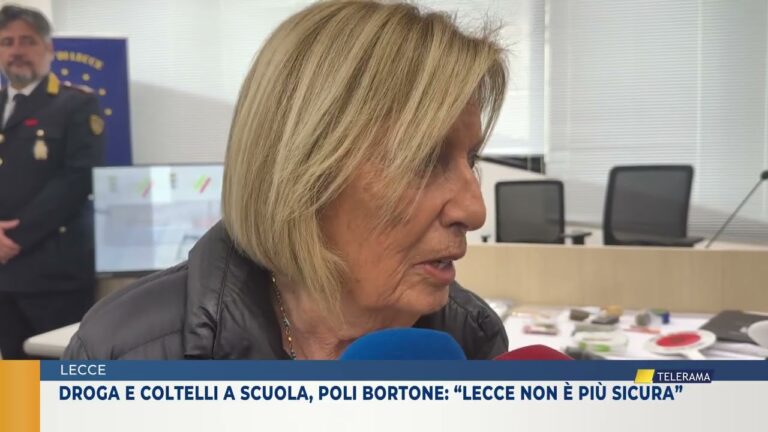 Droga e coltelli a scuola, Poli Bortone “Lecce non è più sicura”