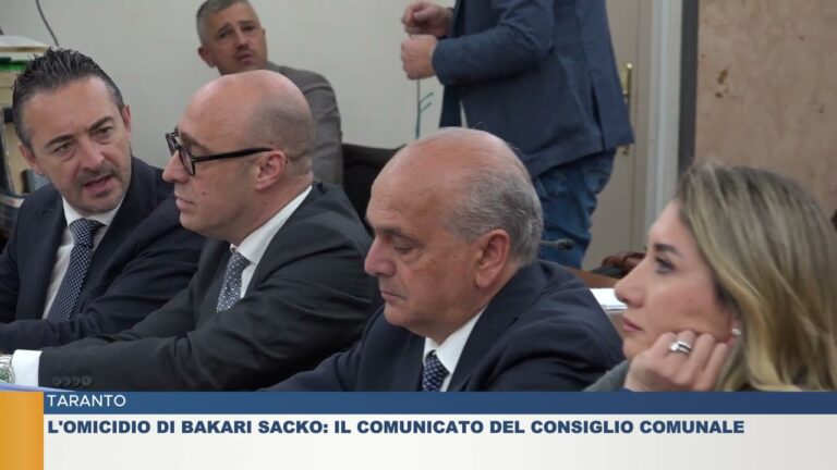 TARANTO.  L’OMICIDIO DI BAKARI SACKO: IL COMUNICATO DEL CONSIGLIO COMUNALE