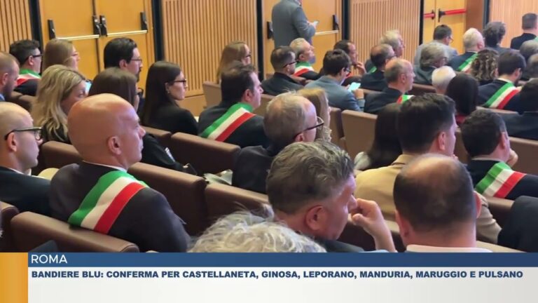ROMA.  BANDIERE BLU: CONFERMA PER CASTELLANETA, GINOSA, LEPORANO, MANDURIA, MARUGGIO E PULSANO