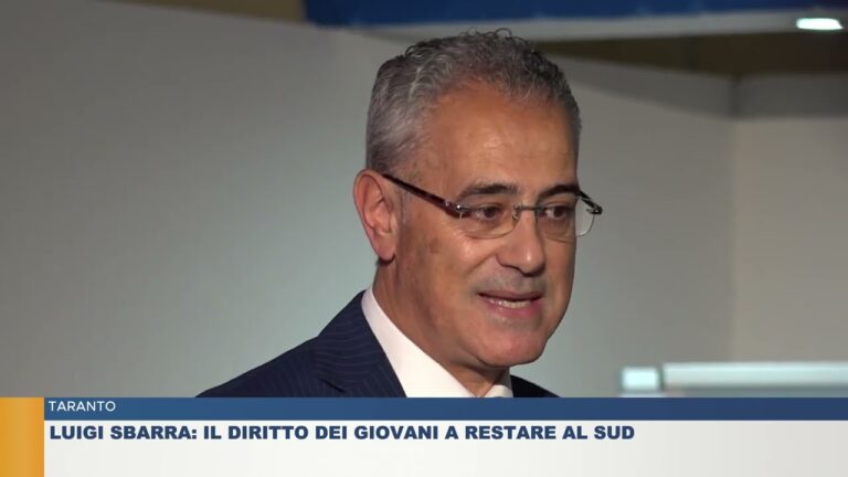 TARANTO.  LUIGI SBARRA: “IL DIRITTO DEI GIOVANI A RESTARE AL SUD”