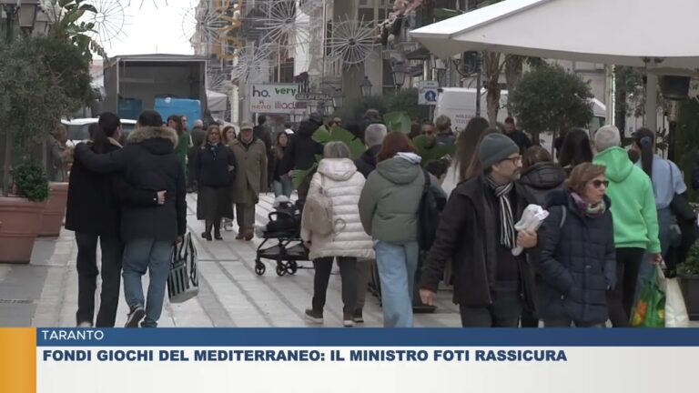 TARANTO.  FONDI GIOCHI DEL MEDITERRANEO: IL MINISTRO FOTI RASSICURA