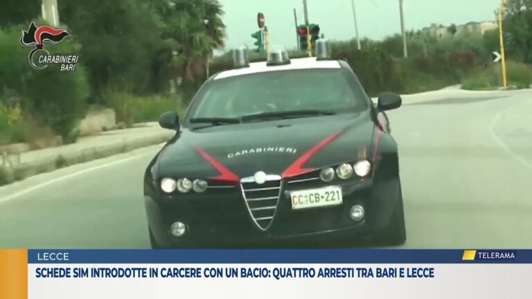 Schede sim introdotte in carcere con un bacio: quattro arresti tra Bari e Lecce