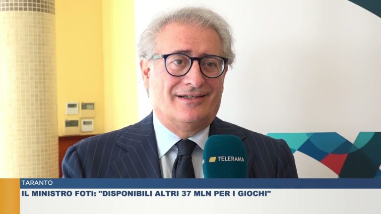 TARANTO.  IL MINISTRO FOTI: “DISPONIBILI ALTRI 37 MLN PER I GIOCHI”
