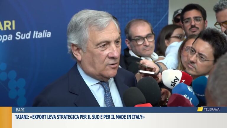 Tajani: «Export leva strategica per il Sud e per il Made in Italy»