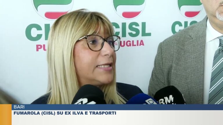 BARI.  FUMAROLA (CISL) SU EX ILVA E TRASPORTI