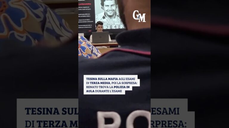 #Tesina sulla #mafia agli esami di 3a media, poi la sorpresa: Renato trova la #Polizia in aula