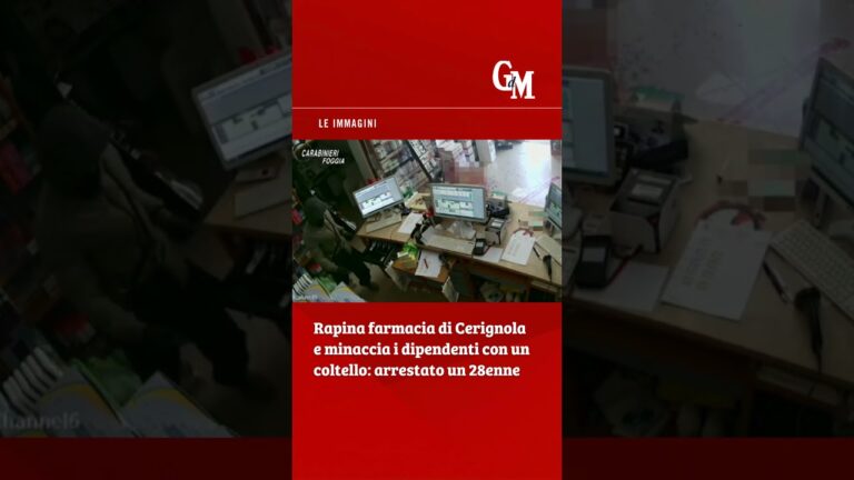 Rapina una farmacia di #Cerignola e minaccia i dipendenti con un coltello, arrestato un 28enne